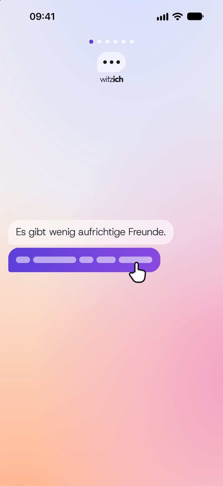 Der erste von sechs Witzen zum Start, die Pointe noch verdeckt
