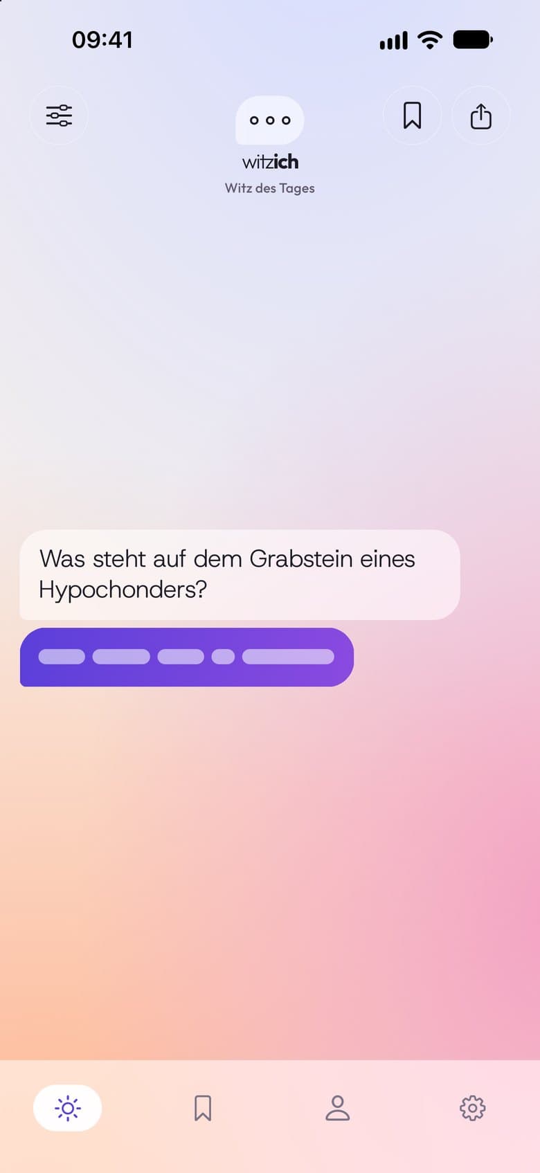 Der Witz des Tages in der App, die Pointe noch verdeckt