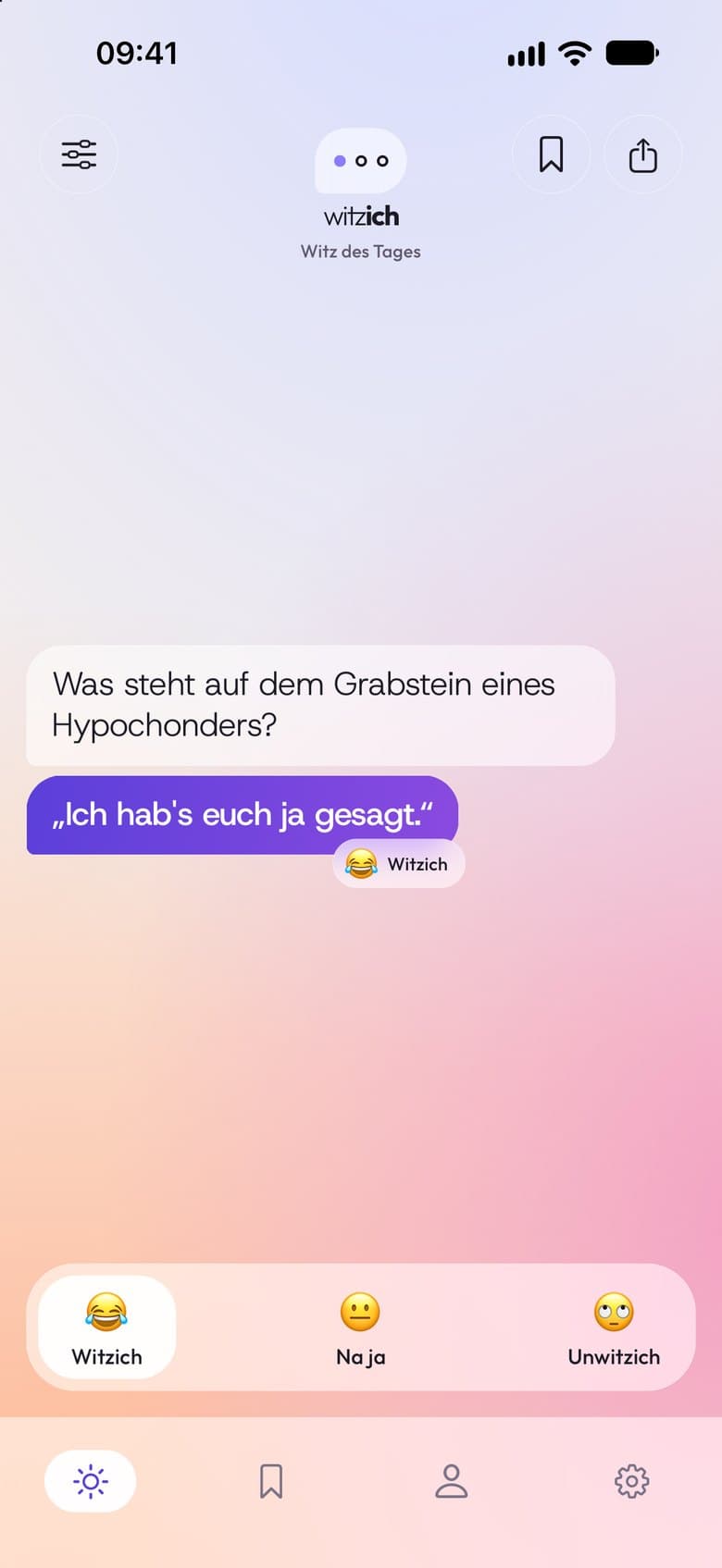 Derselbe Witz, aufgedeckt und mit „Witzich“ bewertet
